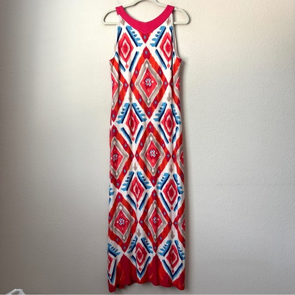 Chico's NEW Ikat Maxi Dress Multicolor Sleeveless V-Neckline Soft Stretchy Knit - Picture 11 of 14